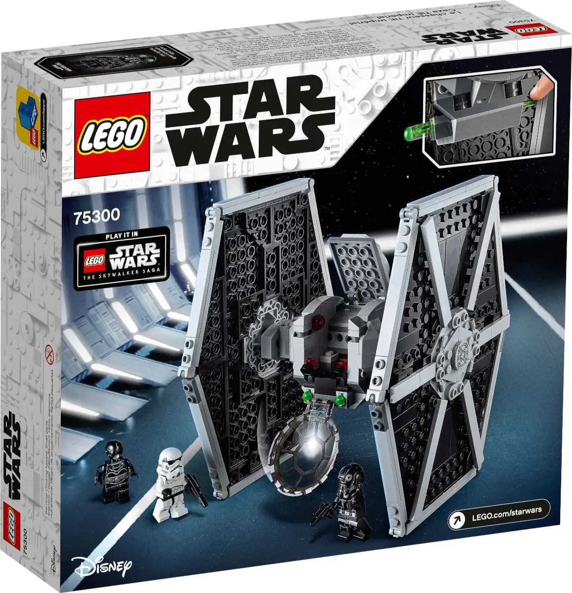 LEGO Star Wars 75300 Imperial TIE Fighter rear image of the set packaging.