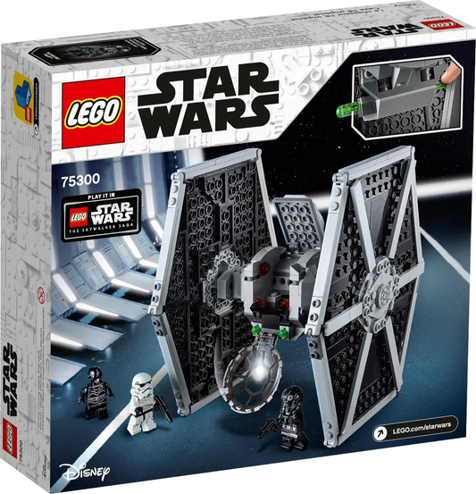 LEGO Star Wars 75300 Imperial TIE Fighter rear image of the set packaging.
